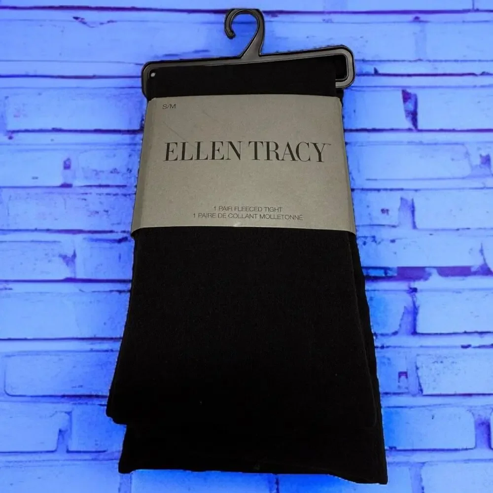 Ellen Tracy Womens S/M‎ Tights Black Footless Fleeced NEW NWT Small Medium